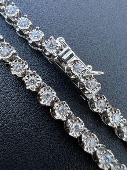 MOISSANITE Illusion Tennis Chain Necklace Iced Out - 925 Silver - 3mm - 16"-28"