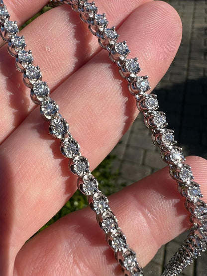MOISSANITE Illusion Tennis Chain Necklace Iced Out - 925 Silver - 3mm - 16"-28"