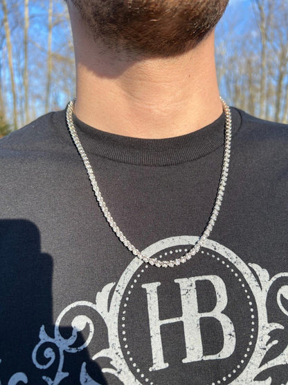 MOISSANITE Illusion Tennis Chain Necklace Iced Out - 925 Silver - 3mm - 16"-28"