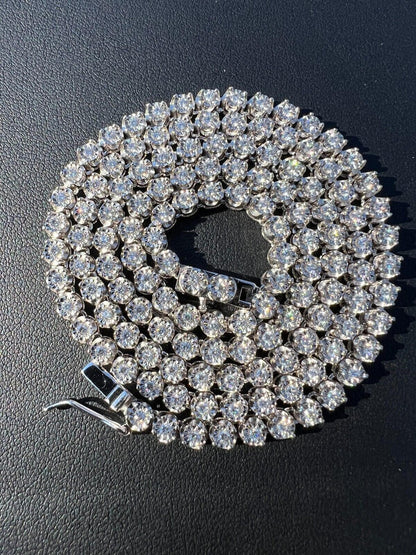 MOISSANITE Illusion Tennis Chain Necklace Iced Out - 925 Silver - 3mm - 16"-28"