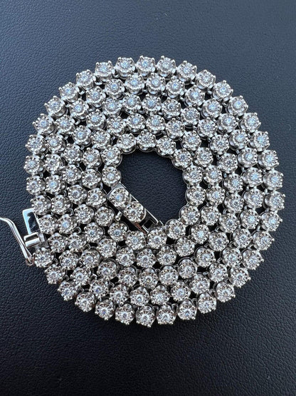 MOISSANITE Illusion Tennis Chain Necklace Iced Out - 925 Silver - 3mm - 16"-28"