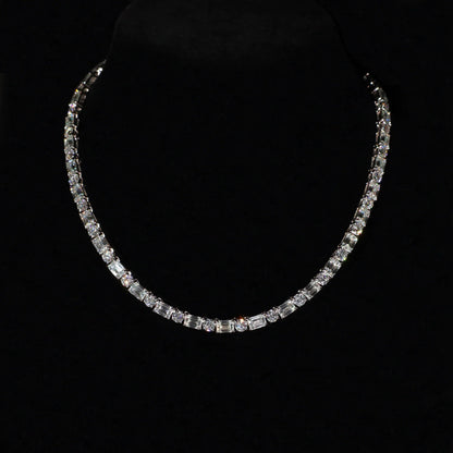 Baguette Square Link Necklace (Silver)