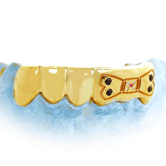 6 Teeth In Yellow Gold with Engraved Dog Bone