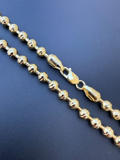 Ball Bead "Dog Tag" Chain Necklace - 14k Gold Vermeil 925 Sterling Silver - 18"-30" - 6mm