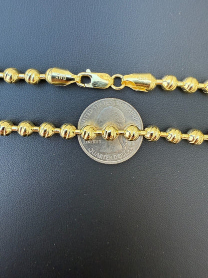 Ball Bead "Dog Tag" Chain Necklace - 14k Gold Vermeil 925 Sterling Silver - 18"-30" - 6mm