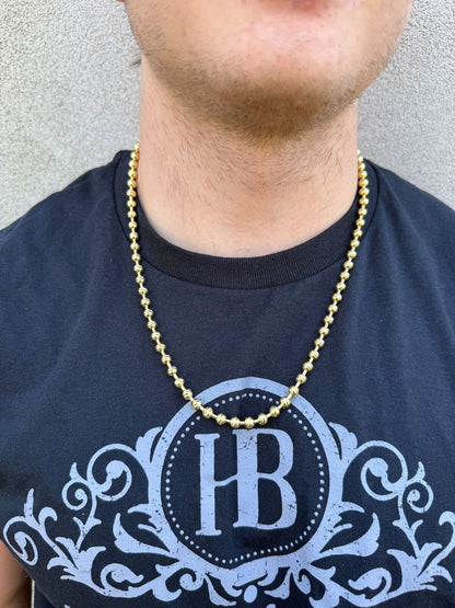 Ball Bead "Dog Tag" Chain Necklace - 14k Gold Vermeil 925 Sterling Silver - 18"-30" - 6mm