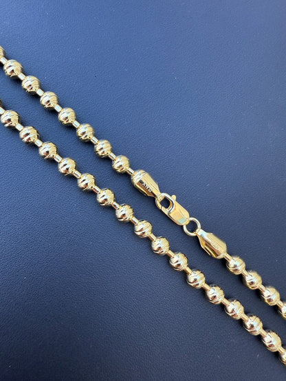 Ball Bead "Dog Tag" Chain Necklace - 14k Gold Vermeil 925 Sterling Silver - 18"-30" - 6mm