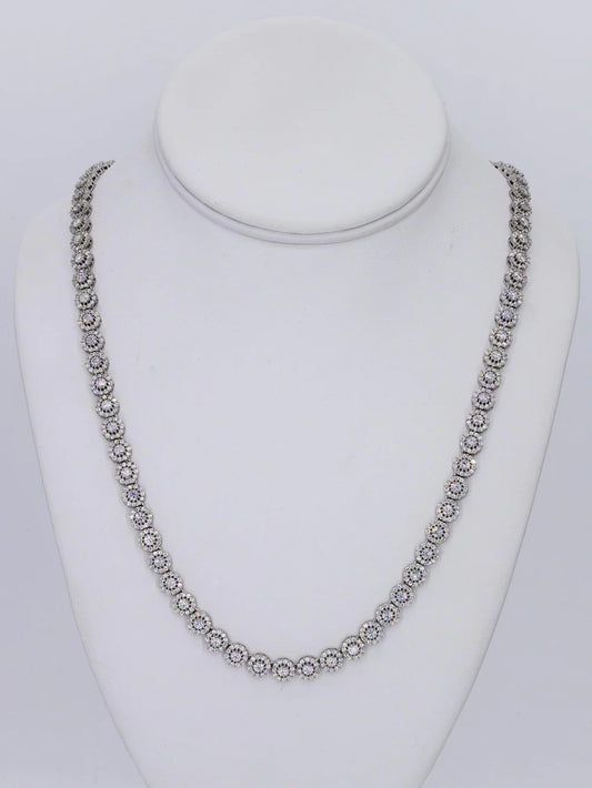7MM Flower Set VVS Moissanite Daimond 22INCH Chain