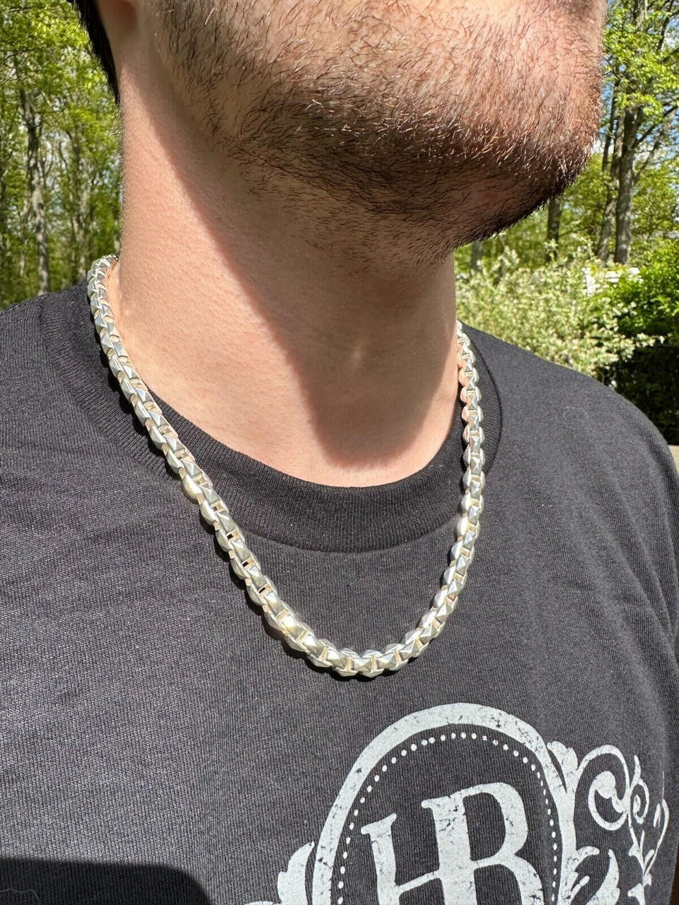 Puffed Triangle Rolo Chain Necklace Or Bracelet - Hollow 925 Sterling Silver - 7"-28" - 6mm