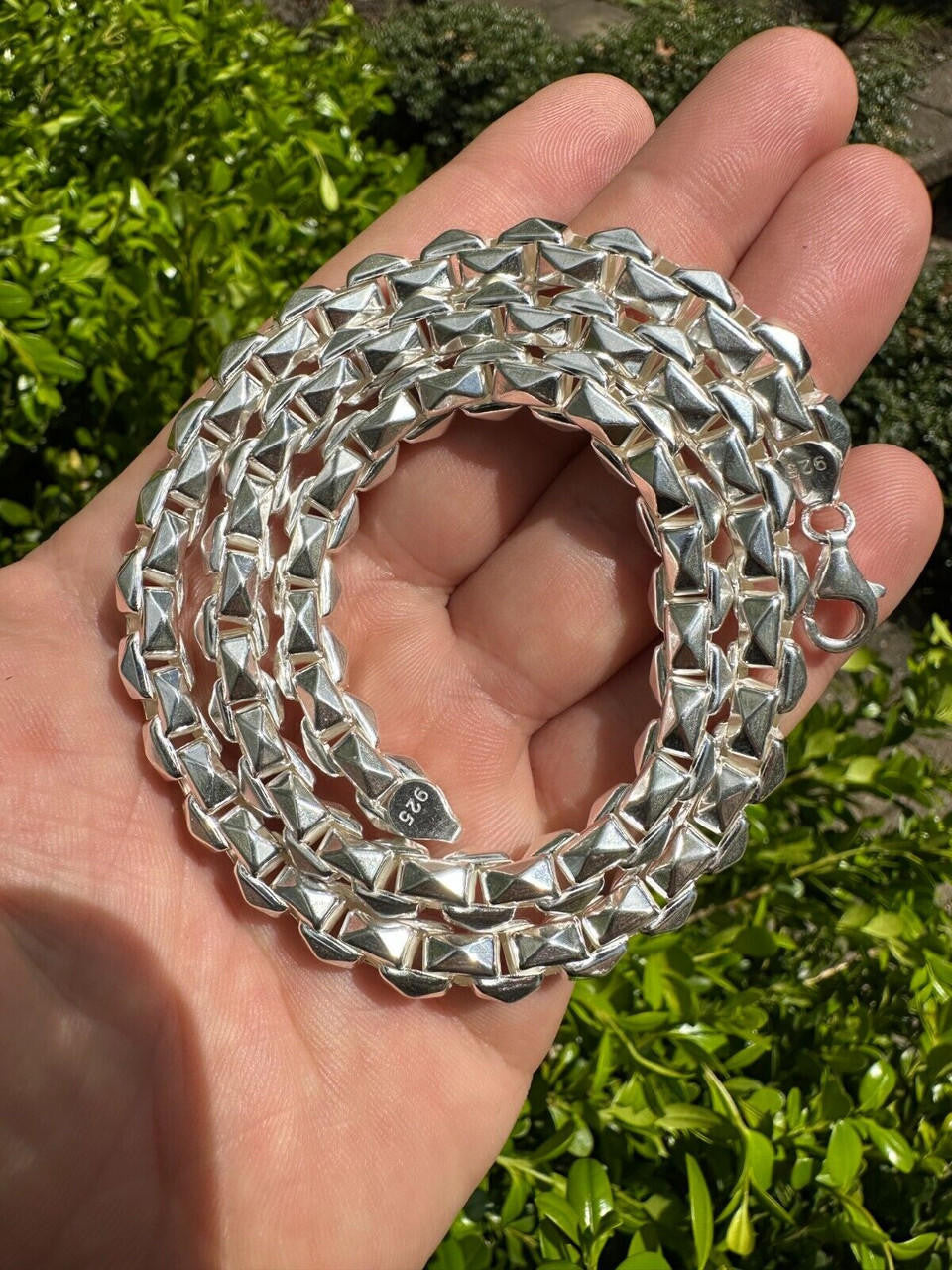 Puffed Triangle Rolo Chain Necklace Or Bracelet - Hollow 925 Sterling Silver - 7"-28" - 6mm