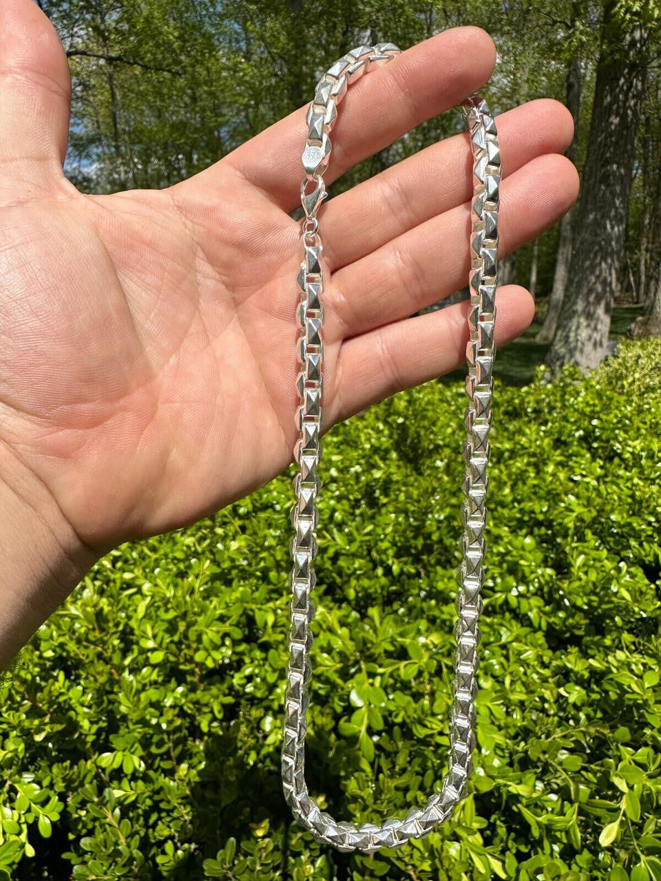 Puffed Triangle Rolo Chain Necklace Or Bracelet - Hollow 925 Sterling Silver - 7"-28" - 6mm