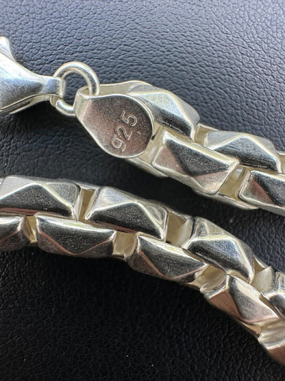 Puffed Triangle Rolo Chain Necklace Or Bracelet - Hollow 925 Sterling Silver - 7"-28" - 6mm