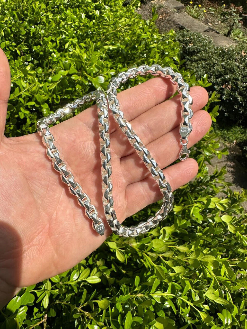 Puffed Triangle Rolo Chain Necklace Or Bracelet - Hollow 925 Sterling Silver - 7"-28" - 6mm