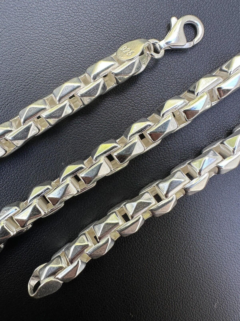 Puffed Triangle Rolo Chain Necklace Or Bracelet - Hollow 925 Sterling Silver - 7"-28" - 6mm