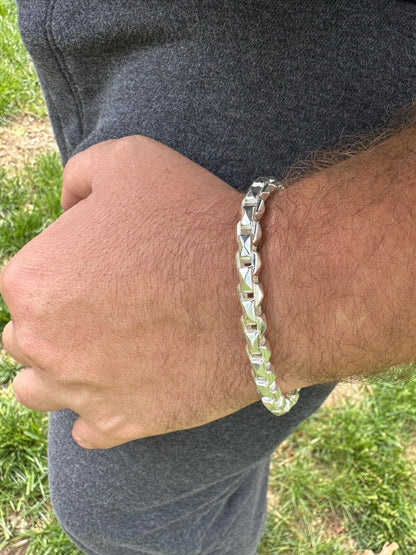 Puffed Triangle Rolo Chain Necklace Or Bracelet - Hollow 925 Sterling Silver - 7"-28" - 6mm