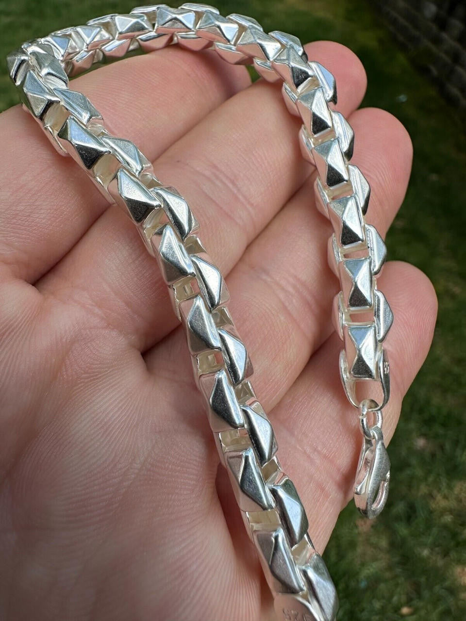 Puffed Triangle Rolo Chain Necklace Or Bracelet - Hollow 925 Sterling Silver - 7"-28" - 6mm