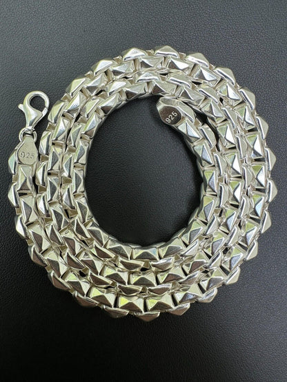 Puffed Triangle Rolo Chain Necklace Or Bracelet - Hollow 925 Sterling Silver - 7"-28" - 6mm