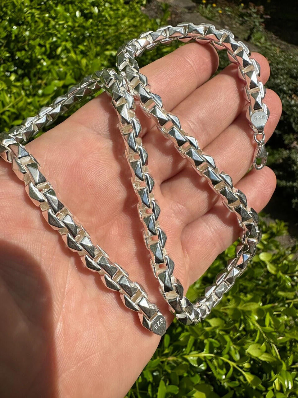 Puffed Triangle Rolo Chain Necklace Or Bracelet - Hollow 925 Sterling Silver - 7"-28" - 6mm