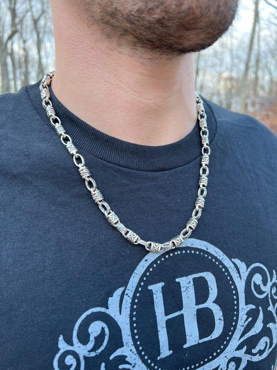 Hawaiian Tribal Rolo Chain Necklace Or Bracelet - 925 Sterling Silver Oxidized - 7"-24" - 7mm