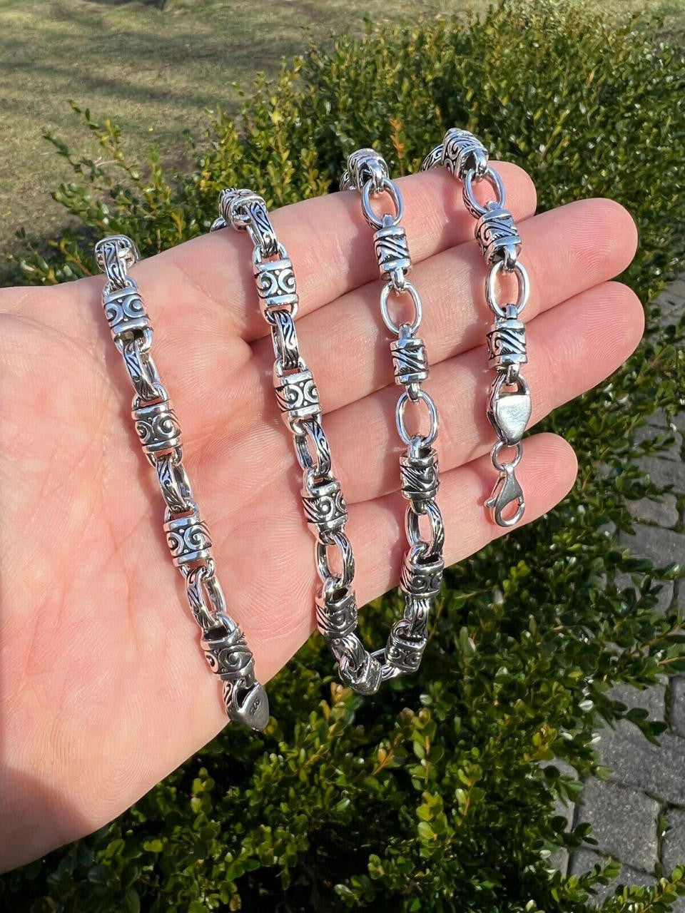 Hawaiian Tribal Rolo Chain Necklace Or Bracelet - 925 Sterling Silver Oxidized - 7"-24" - 7mm