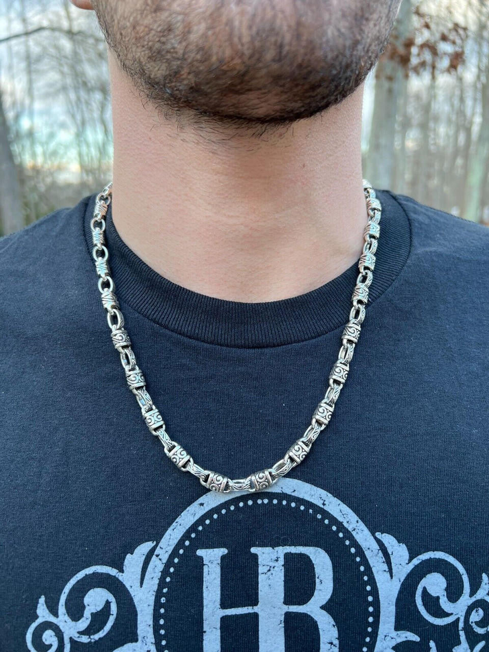 Hawaiian Tribal Rolo Chain Necklace Or Bracelet - 925 Sterling Silver Oxidized - 7"-24" - 7mm