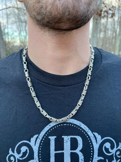 Hawaiian Tribal Rolo Chain Necklace Or Bracelet - 925 Sterling Silver Oxidized - 7"-24" - 7mm