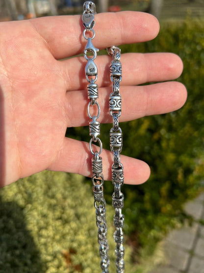 Hawaiian Tribal Rolo Chain Necklace Or Bracelet - 925 Sterling Silver Oxidized - 7"-24" - 7mm