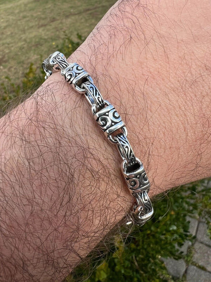 Hawaiian Tribal Rolo Chain Necklace Or Bracelet - 925 Sterling Silver Oxidized - 7"-24" - 7mm