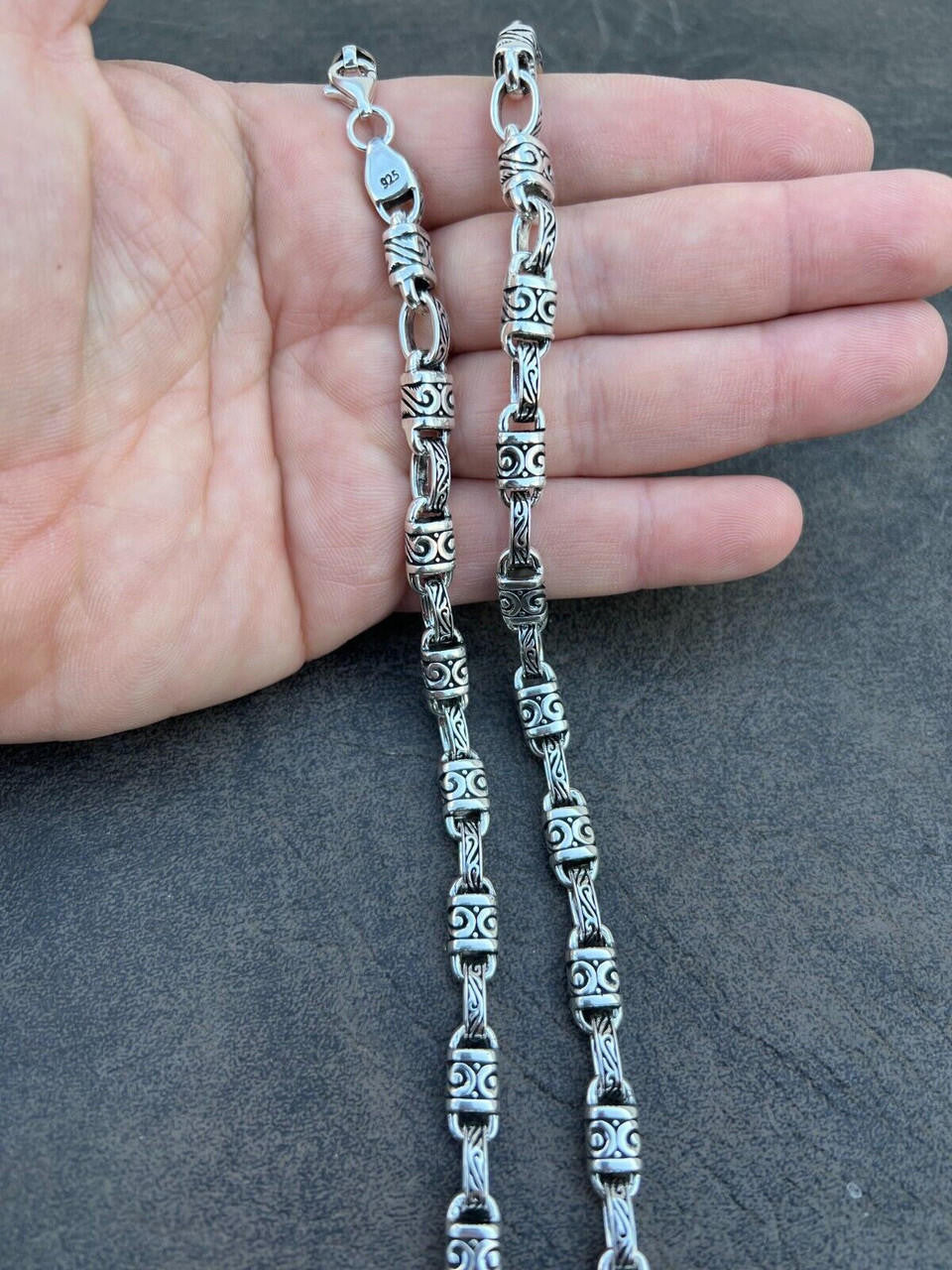 Hawaiian Tribal Rolo Chain Necklace Or Bracelet - 925 Sterling Silver Oxidized - 7"-24" - 7mm