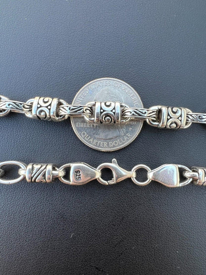 Hawaiian Tribal Rolo Chain Necklace Or Bracelet - 925 Sterling Silver Oxidized - 7"-24" - 7mm