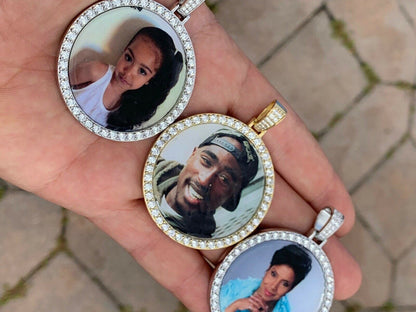 925 Silver Custom Hip Hip Photo Pendant Iced Memory MOISSANITE PASS DIAMOND TESTER