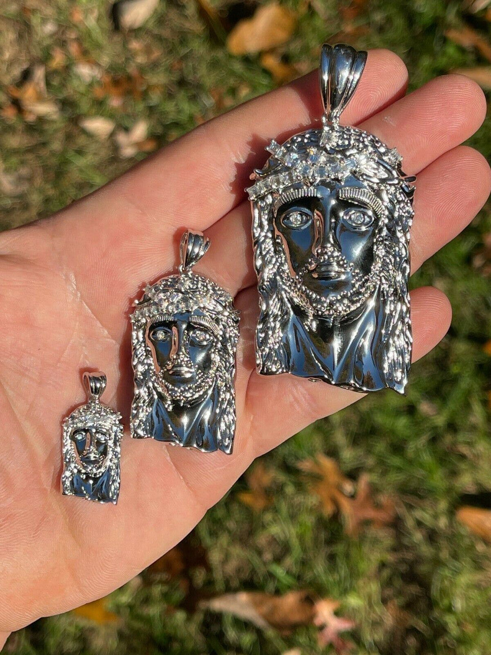 925 Sterling Silver Jesus Piece Pendant Real Baguette MOISSANITE Necklace ITALY