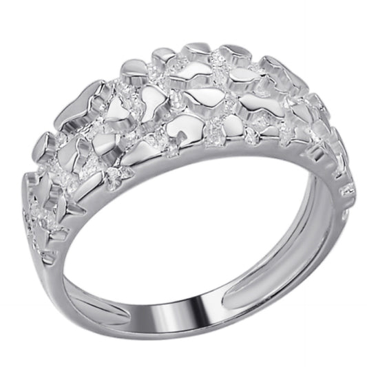 Alaska Silver Nugget Plain Ring - 925 Silver