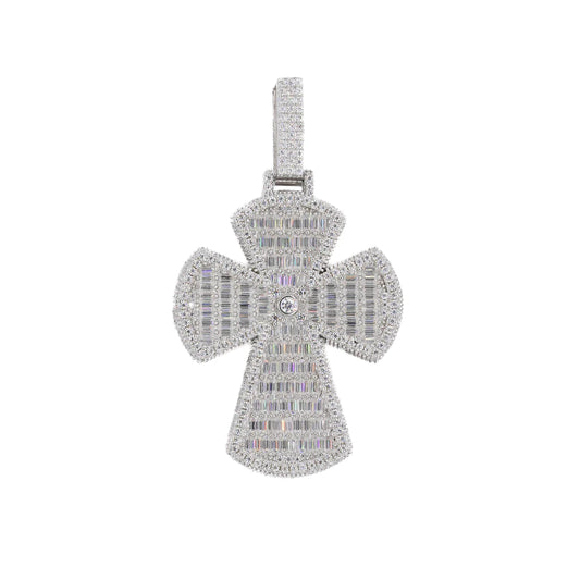 Baguette Bubble Cross Vvs Moissanite Diamonds Pendant