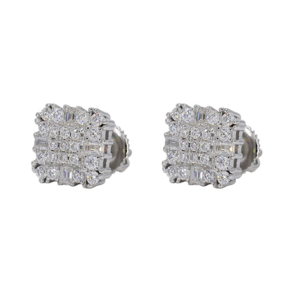 Baguette Encrusted Square VVS Moissanite Daimond Earrings