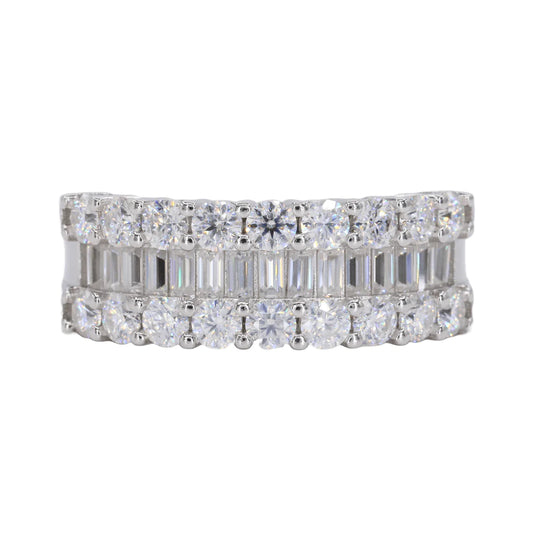 Baguette Iced Out Band Vvs Moissanite Diamond Ring