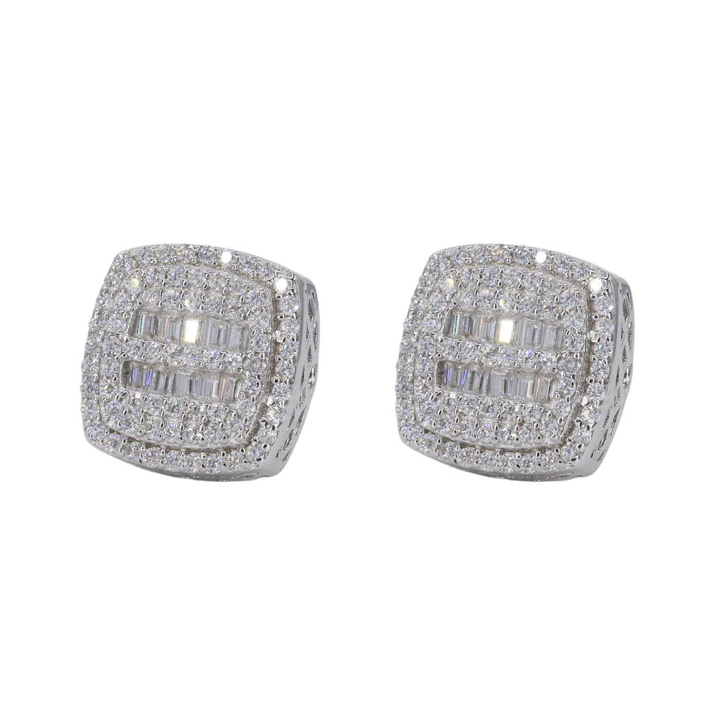 Baguette Middle Cushion VVS Moissanite Daimond Earrings