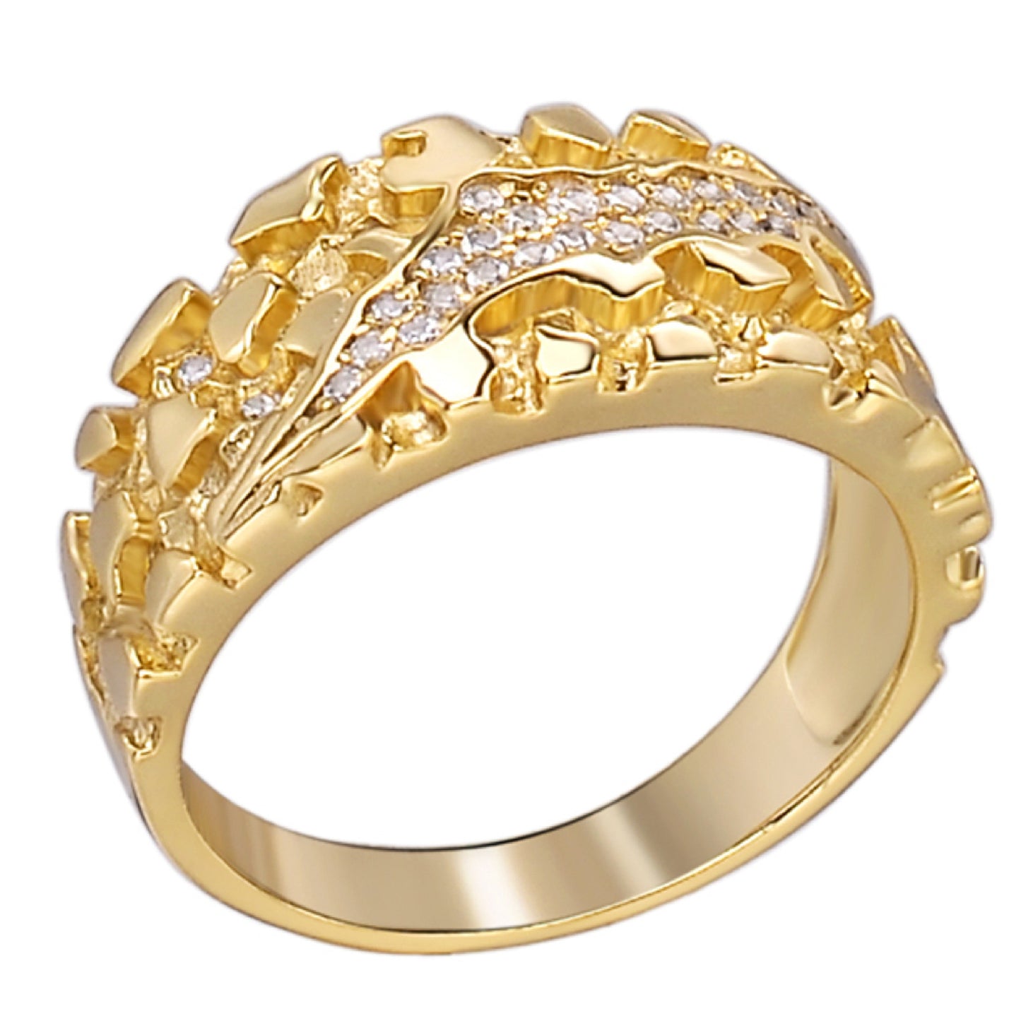 Bear Claw Nugget Ring - 14k Gold Vermeil 925 Silver - CZ Stones