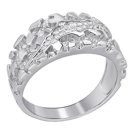 Bear Claw Plain Ring - 925 Silver - CZ Stones