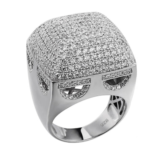 "Biggest Ring We Make" - Dome Iced Out Ring - 925 Silver - CZ Stones