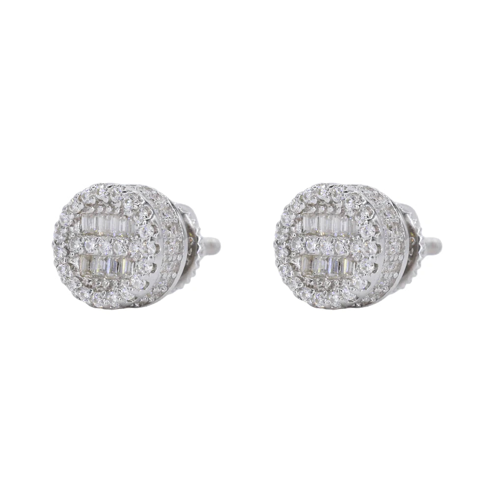 Circle Baguette Infill Fully Iced VVS Moissanite Daimond Earrings