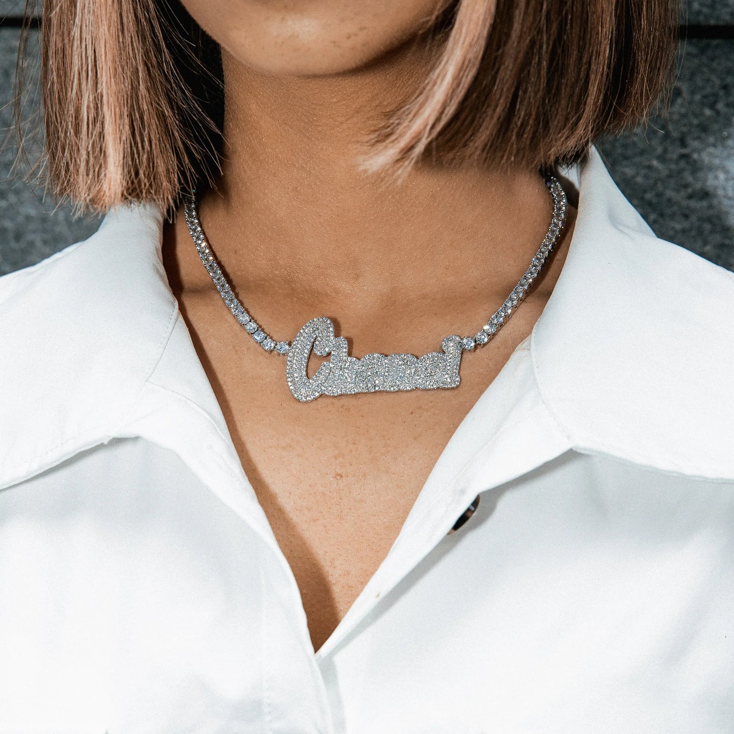 Custom Cursive Micro Pavè Nameplate