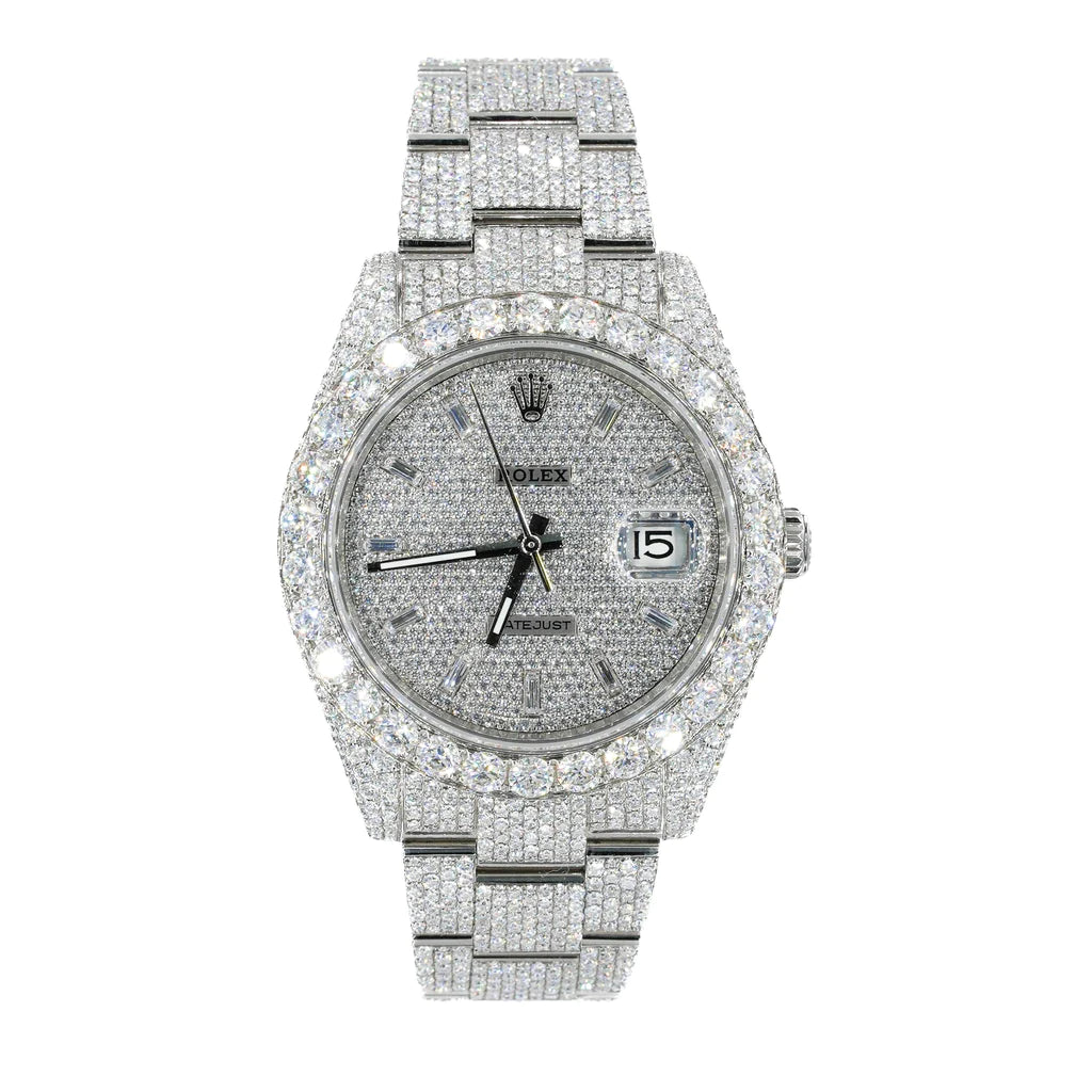 DJ 41MM Moissanite Diamond Big Stone Bezel Watch 22CT