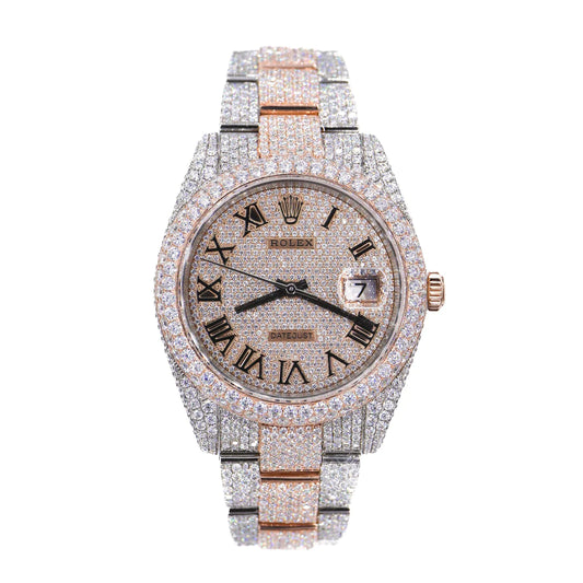 DJ Two-tone Rose Gold Roman Numerals 41MM Moissanite Diamond Watch 22CT