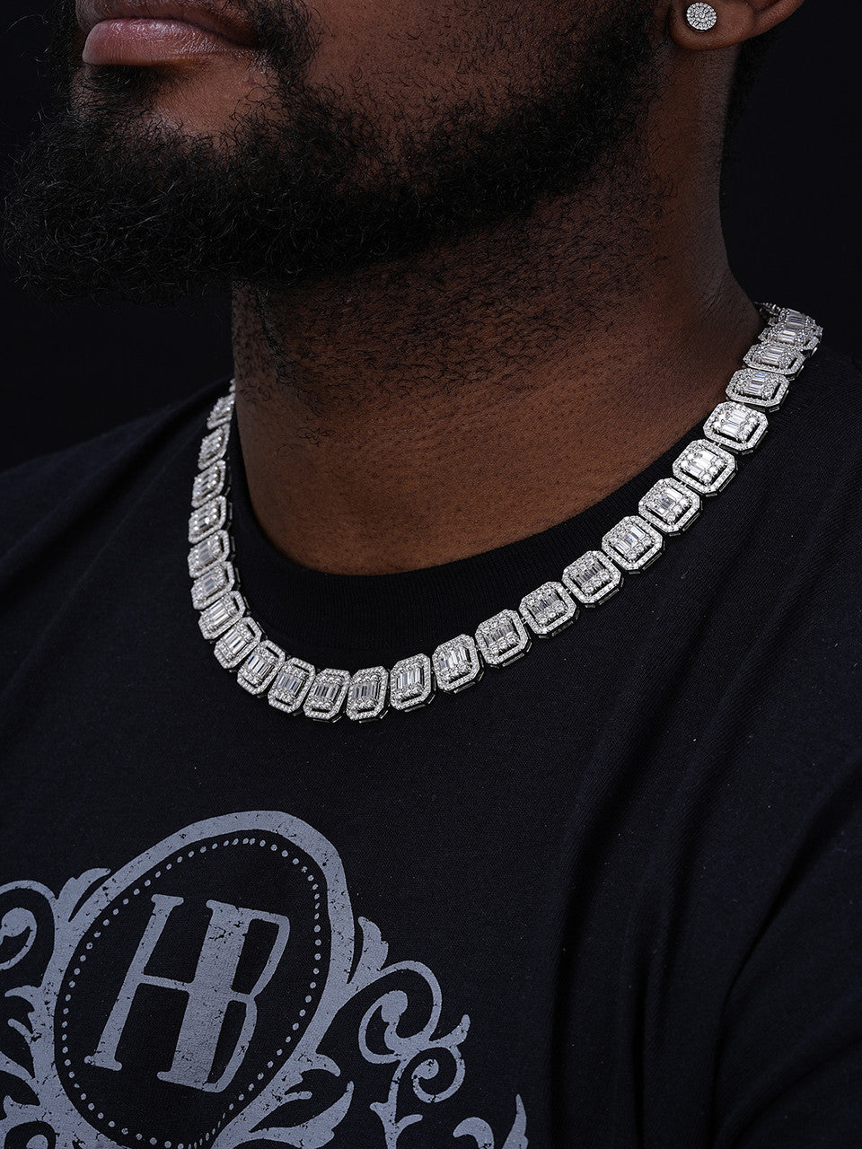 MOISSANITE Baguette Custom Rapper Chain Necklace Iced Out - 925 Silver - 16mm - 18-28"