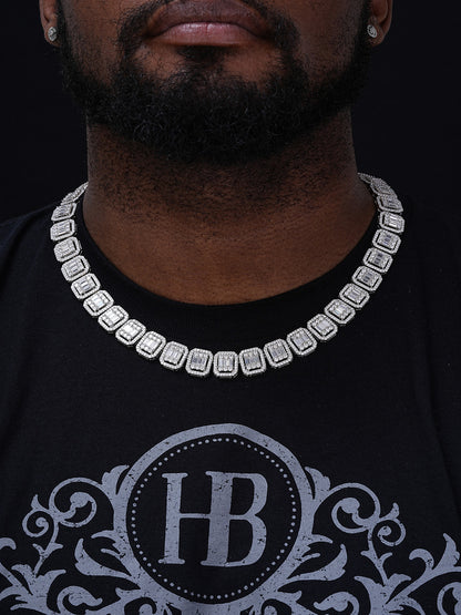 MOISSANITE Baguette Custom Rapper Chain Necklace Iced Out - 925 Silver - 16mm - 18-28"