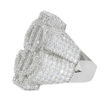 Fully Iced Dollar Sign VVS Moissanite Diamond Ring