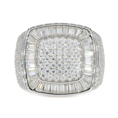 Fully Iced Baguette Faced Vvs Moissanite Diamond Ring
