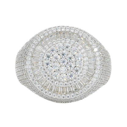 Fully Iced Baguette Round Face Vvs Moissanite Diamond Ring