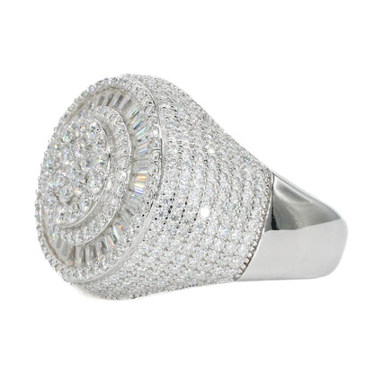 Fully Iced Baguette Round Face Vvs Moissanite Diamond Ring